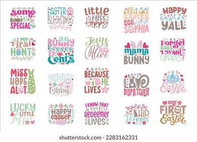 Easter T-shirt And SVG Design Bundle. Easter SVG Bundle for Cricut and Silhouette Crafters. Easter quotes eps files, Easter Vector EPS Editable File Bundle.