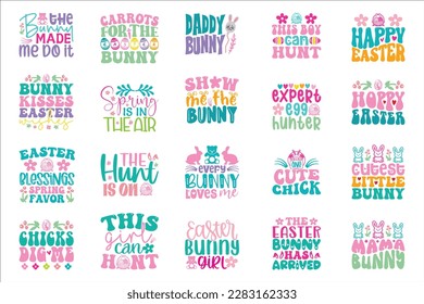 Easter T-shirt And SVG Design Bundle. Easter SVG Bundle for Cricut and Silhouette Crafters. Easter quotes eps files, Easter Vector EPS Editable File Bundle.