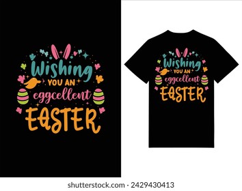 Easter T-shirt | Wishing you an eggcellent easter typography t-shirt