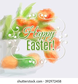 Easter tulips and painted eggs made from flat triangles