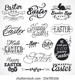 Easter Typographical Designs for Greeting Card Illustrations