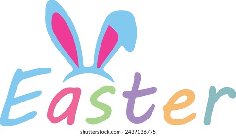 Easter typography clip art design on plain white transparent isolated background for card, shirt, hoodie, sweatshirt, apparel, tag, mug, icon, poster or badge