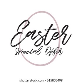 Easter. Typography design. Hand drawn text. Vector illustration, usable for greeting cards, banners, sales