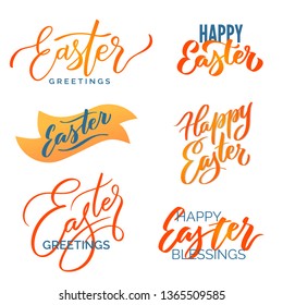 Easter typography set. Мodern calligraphy prints vector lettering, design elements. For advertising, poster, flyer, banner, greeting card.
