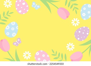 easter vector background with eggs and flowers for banners, cards, flyers, social media wallpapers, etc.