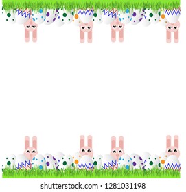 Easter vector background with eggs and rabbits