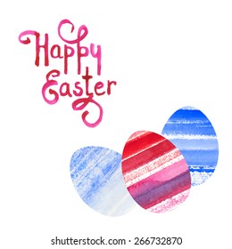 Easter vector background with multicolored watercolor eggs