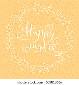 Easter vector bright illustration postcard a happy Easter greeting cards, labels, hand calligraphic font with happy Easter text, easter background