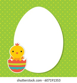 Easter vector card with a baby chick in a broken egg