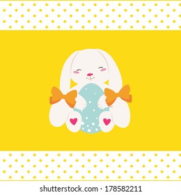 Easter vector card with bunny and egg