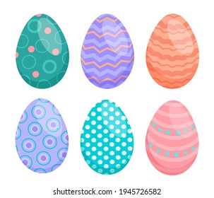 Easter vector card, cute eggs in bright colors.