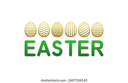 Easter vector card with ornament eggs. For printing or paper, laser cutting. Isolated on white background. Cute holiday illustration.