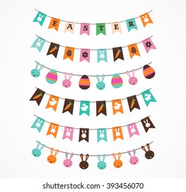 Decoración vectorial de Pascua, guirnaldas de pincel