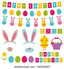 Easter vector decoration and photo booth props set