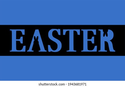 Easter vector design. Concept for Easter - card, poster, textile, message, background. Easter message on the dark blue background with hand drawn bunnies inside. Easy color change.