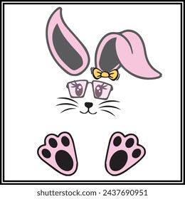 Easter Vector Design | Cute Bunny Face Vector Art Design | Print Design |SVG Cut File svg