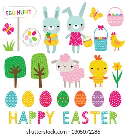 Easter vector design elements collection