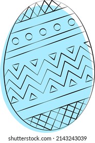 Huevo vector de Pascua dibujado con contorno. Sobre el fondo de un punto de color