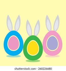 Easter vector eggs with rabbit ears.
