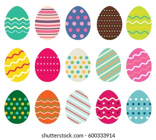 Easter vector eggs set, isolated 