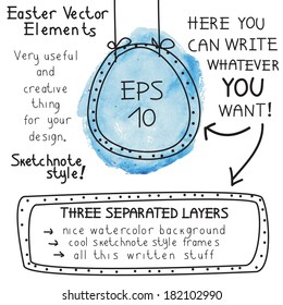 Easter vector elements. Sketchnote style