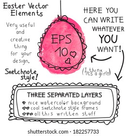 Easter vector elements. Sketchnote style