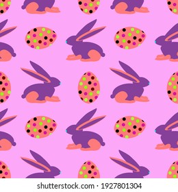 Ostervektorgrafik. Hase und Eier nahtlose Muster.