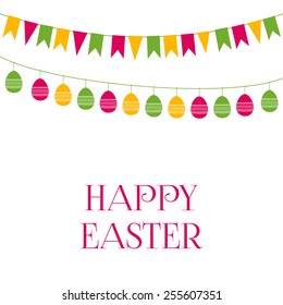 Easter vector greeting card with festive garlands