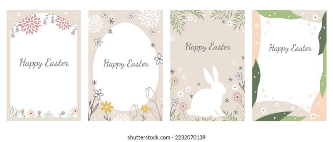 Easter Vector Greeting Card Set Isolate On a White Background. 