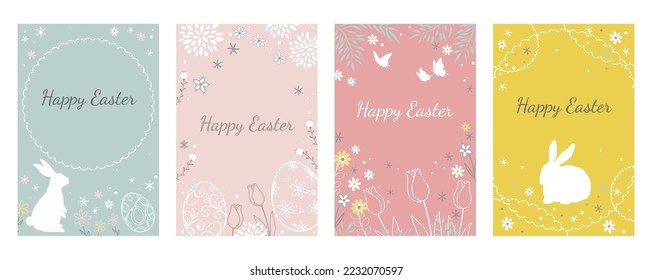 Easter Vector Greeting Card Set Isolate On a White Background. 