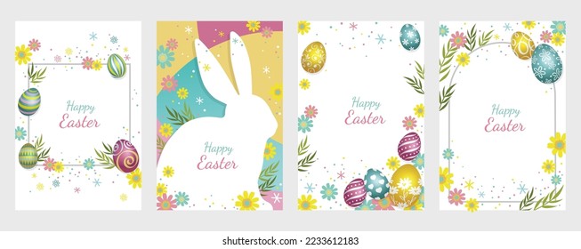 Easter Vector Greeting Card Set Isolated On A Plain Background. 