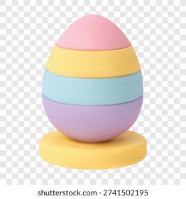 Easter Vector Icon Set | 3D icon set | a striped egg on a stand
