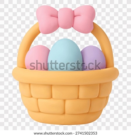 Easter Vector Icon Set | 3D icon set | a basket filled with colorful eggs