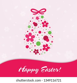 Easter vector illustration with artistic egg with flowers.
