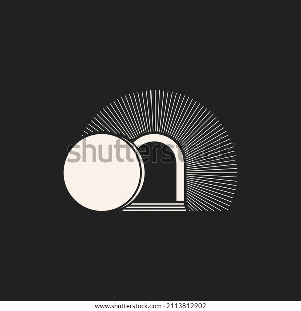 Easter vector illustration. Empty tomb after the\
resurrection of Jesus\
Christ.