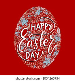 Easter vector lettering card. Happy Easter day.