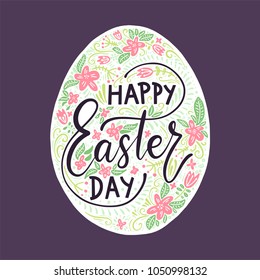 Easter vector lettering card. Happy Easter day.