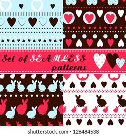 Easter vector paper Set of vector pattern paper for scrapbook Cute seamless pattern