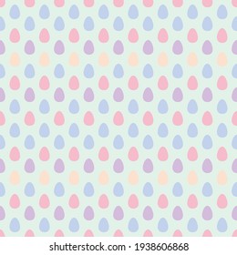Easter vector pattern. Seamless pattern with easter eggs. Colorful eggs on a green pastel background. 