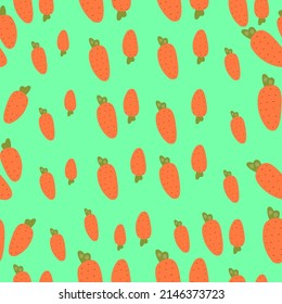 Easter vector seamless pattern. Easter carrots on a green background.