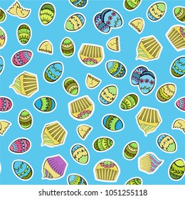 Easter vector seamless pattern with cartoon doodle objects, symbols and items. Perfect for fabric, wrapping, scrapbooking