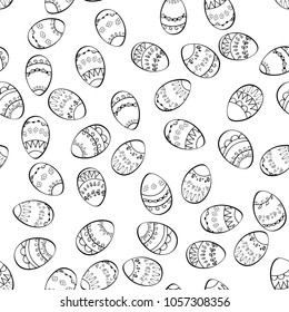 Easter vector seamless pattern with cartoon doodle objects, symbols and items. Perfect for fabric, wrapping, scrapbooking, Ñ�oloring book