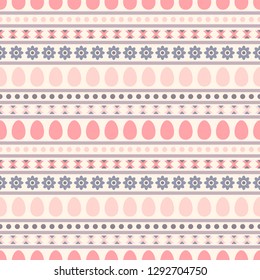 Easter vector seamless pattern in ethnic style. Background for printing on paper, wallpaper, covers, textiles, fabrics, for decoration, decoupage, scrapbooking and other