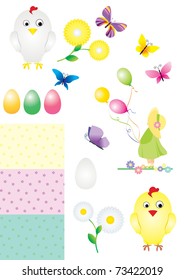 easter vector set of color pictures