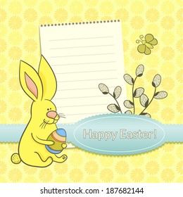 Easter vector set with  cute rabbit and space for text