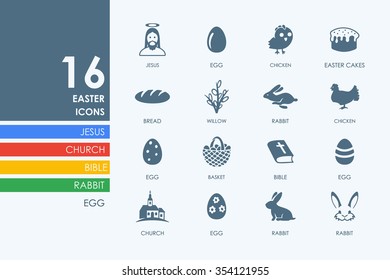 easter vector set of modern simple icons