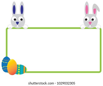 Easter vector sign - Cute happy Easter frame