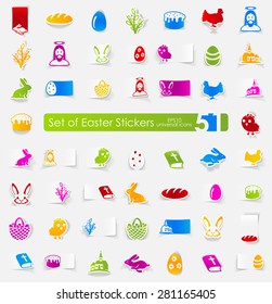 easter vector sticker icons with shadow. Paper cut