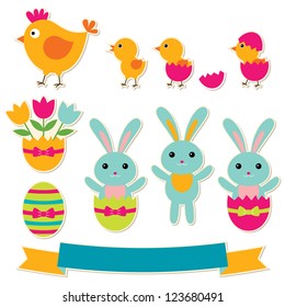 Easter vector stickers set