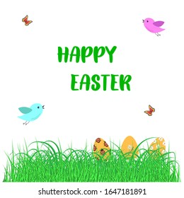 Easter vector template for Resurrection Sunday holiday. Hand drawn.Spring concept. Spring Easter card for design card, banner, ticket, leaflet and so on. Place for text.